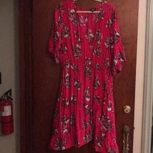 Pink mock wrap dress